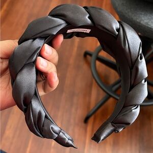 Ceremonia lBlack Satin Braided Headband